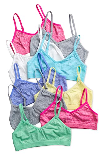 Sweet & Sassy Girls Training Bras 9 Pack - Seamless Cami Bralette (Small, Space-Dye)