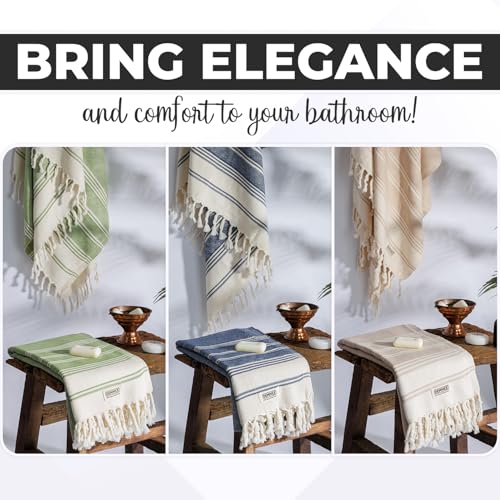DEMMEX Organic Cotton Turkish Beach & Bath Towel 71x36 Navy Blue