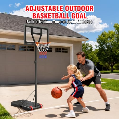 Adjustable Kids Basketball Hoop - 3-7 FT Black, Portable & Durable