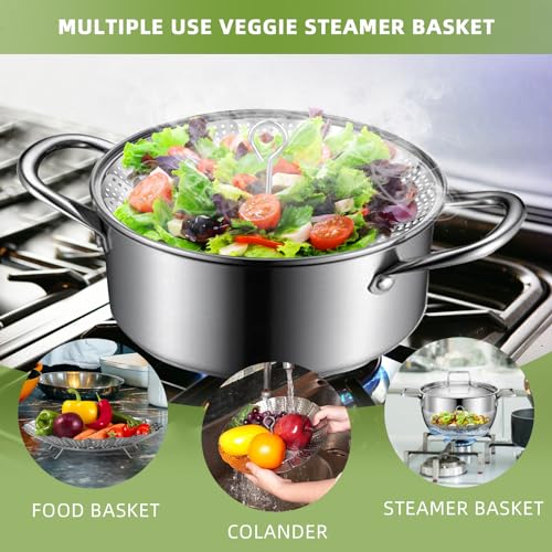 Premium Stainless Steel Vegetable Steamer Basket - Expandable 6.4" to 10"