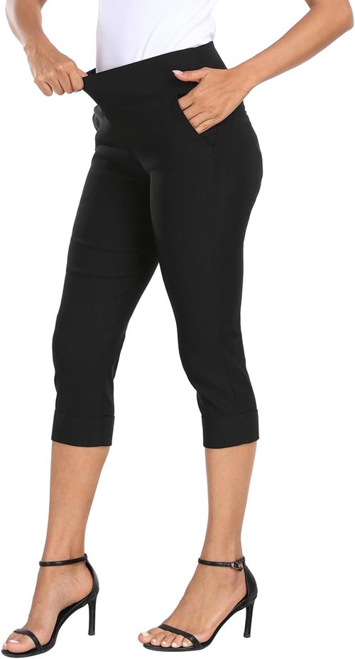 HDE Capri Pants for Women - Stylish Cropped Dress Pants with Pockets | 19" Inseam