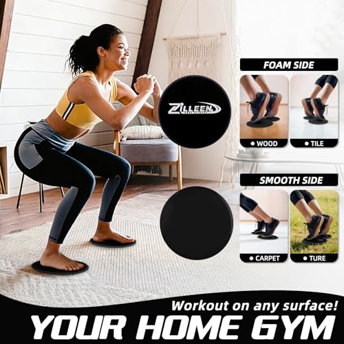 Exercise Sliders for Pilates and Fitness - Black, 2-Piece Set