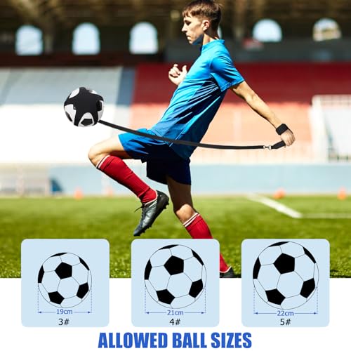 TOBWOLF Soccer Kick Trainer with Black Wrist Belt - Solo Football Practice Aid for Size 3-5 Balls