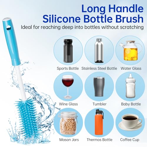 3 Pack Water Bottle Cleaner Brush Set - Silicone & Straw Brushes