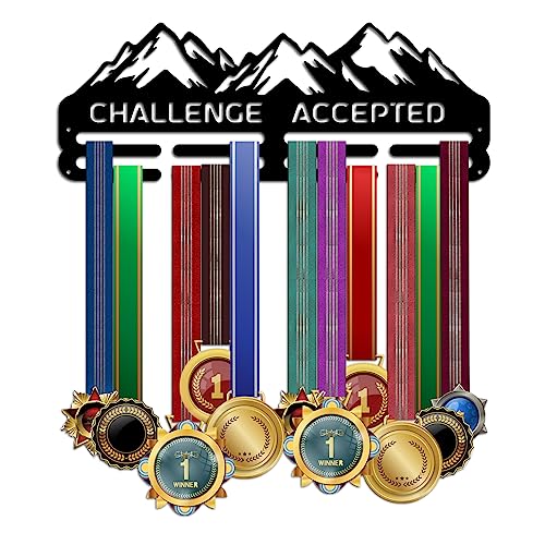 Challenge Accepted Marathon Medal Hanger Display Rack Wall Mount for Over 50 Medals