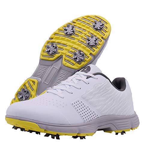 Waterproof Men's Golf Shoes - Spikes Sneakers 11.5 White