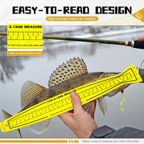 32-Inch Foldable Fish Measuring Board with Lanyard Eyelet - Yellow
