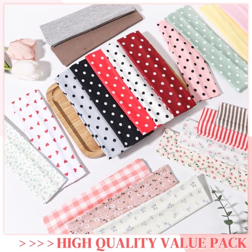 Colorful 24-Pack Wide Stretchy Headbands for Women - Workout & Casual