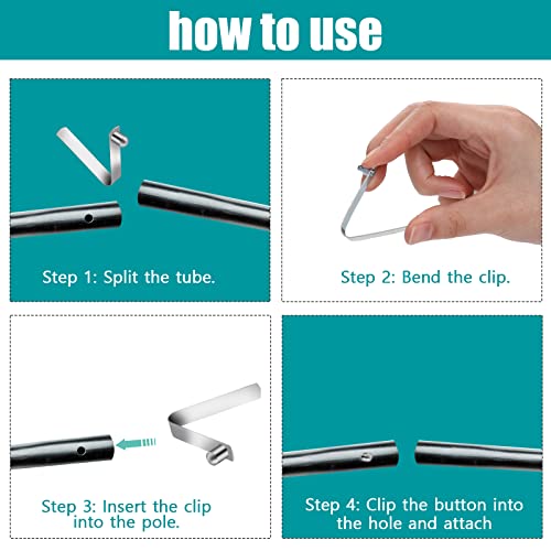 6mm Stainless Steel Push Button Spring Clips - 12 Pack for Camping