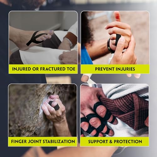 Athletic Finger Tape - 2 Pack, 0.5" x 45 Ft, Black & White | Residue-Free, Skin-Friendly Compression for BJJ, MMA, Grappling