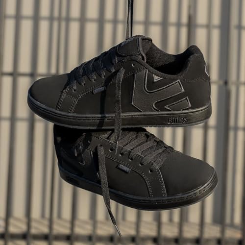 Classic Skate Sneakers - Etnies Fader Black Raw with Cushioned Fit
