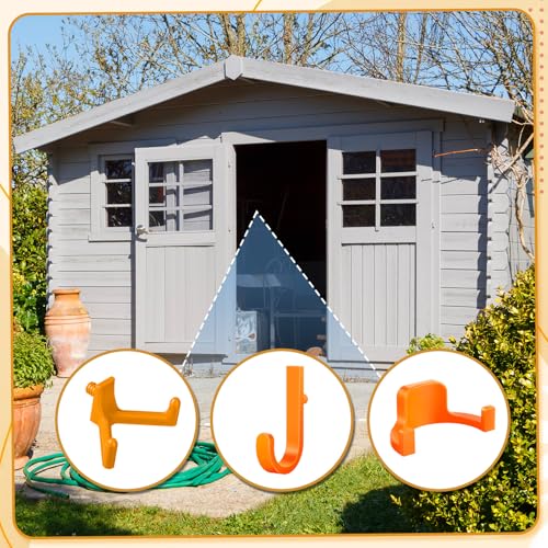 30 Pcs Storage Shed Tool Hooks Shed Accessories Compatible with Suncast/Craftsman J/U/V Shaped Tool Hanger Shelves Garden Garage Storage Organization Accessories for Hanging Shovel Rake(Orange)