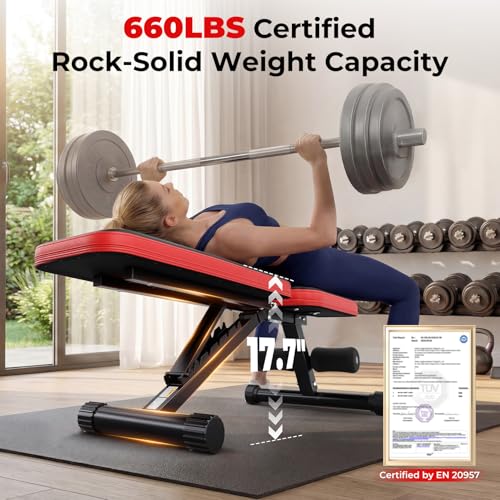 Adjustable Weight Bench for Home Gym - 660lb Capacity, XL