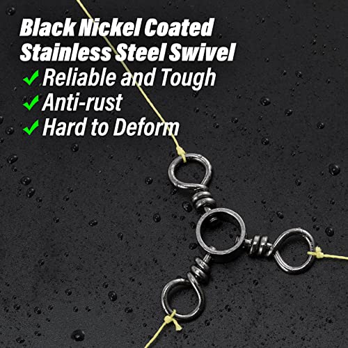 3-Way Swivel Fishing Tackle - 50 Pack, 28Lb Strength