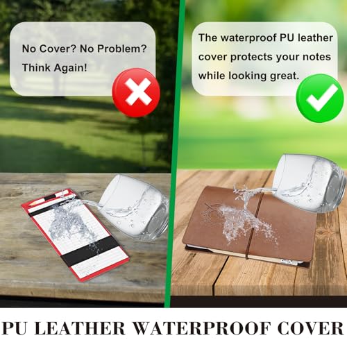 Golf Scorecard Holder with Pencil - PU Leather, 1 Pack-Brown