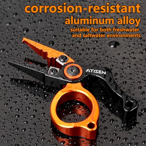 SYNFLUX Mini Fishing Pliers with Line Cutter 5‑in‑1 Saltwater Tool – Orange/Black
