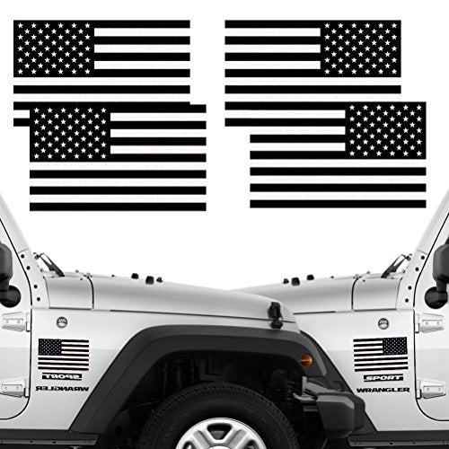 CREATRILL C: Reflective Subdued American Flag Stickers - 2 Pairs, 3x5 Inches, Vehicle & Surface Decal