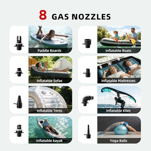 Rechargeable Electric Paddle Board Pump - 22PSI, Red