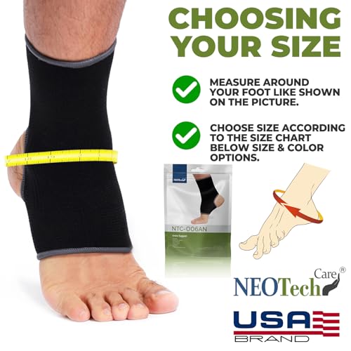 Ankle Support Sleeve - Open Heel, Breathable Compression - Black, Size M, 1 Unit