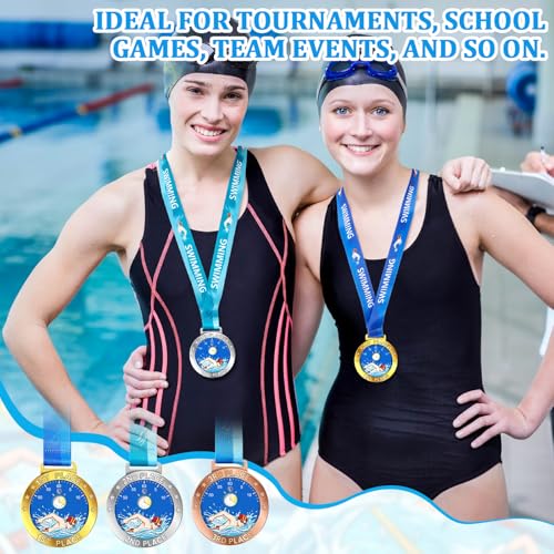 Swimming Award Medals Set - Gold, Silver, Bronze - 3 Pieces