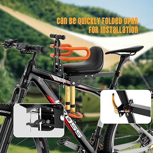 Front Mounted Child Bike Seat for Ages 2-6 - Gold for MTB