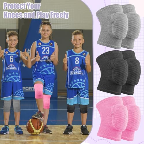 CACASO Kids Knee Pads 3 Pairs X-Small Pink Purple Gray for Sports