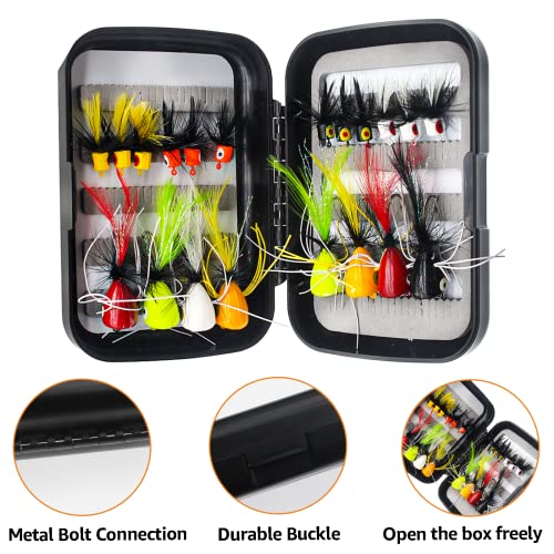 Ghanneey 20pcs Fly Fishing Poppers Kit XL - Topwater Dry Flies for Bass Trout