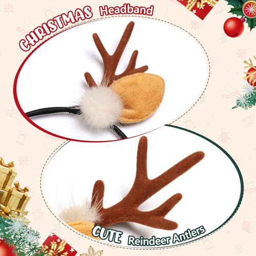 Reindeer Antler Headband for Women - Christmas Deer Hair Accessory - Brown
