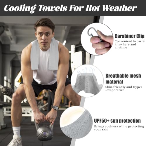 Cooling Towels for Neck and Face - 4 Pack Light Blue, Green, Pink, Grey