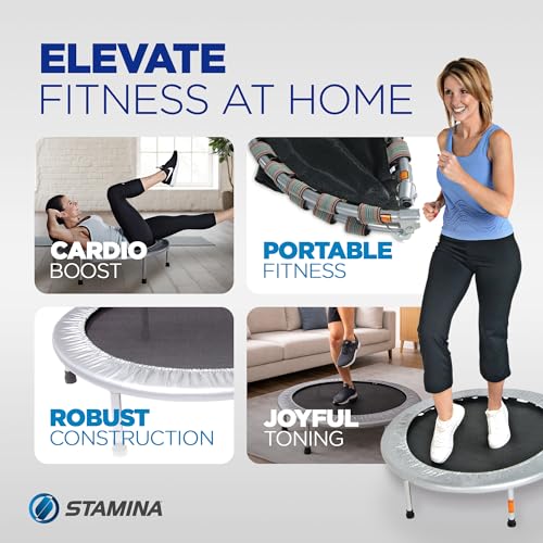 36-Inch Foldable Mini Trampoline with Workout App - Silver