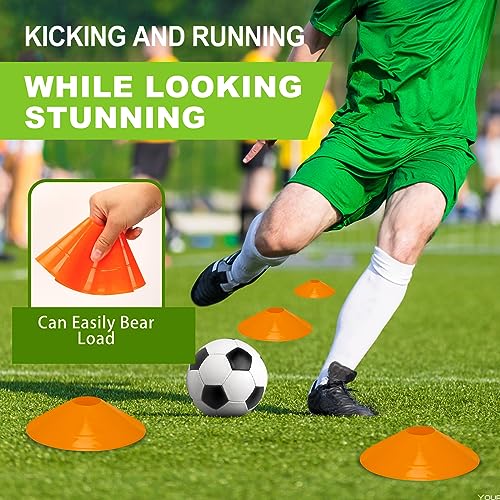 Agility Soccer Cones Set of 25 - Orange Training Cones with Carry Bag