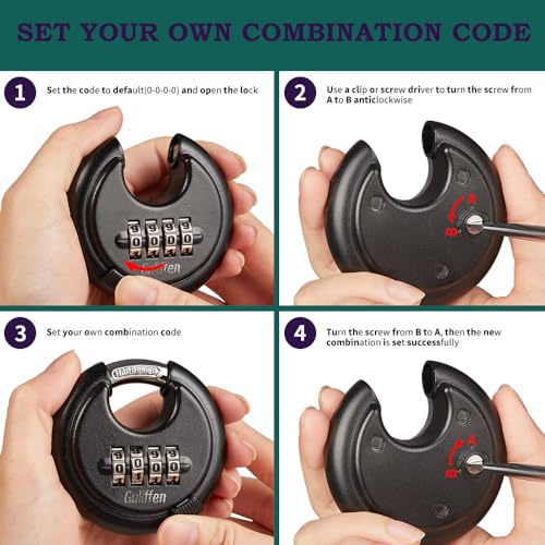 Outdoor Combo Lock for Storage Unit, Weatherproof Disc Lock for Sheds,Gate and Fence, 3 Pack Heavy Duty Discus Pad Locks with Code (3/8-Inch Shackle)¡¦