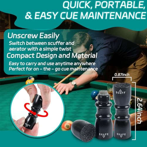 3-in-1 Billiard Cue Tip Tool - Premium Shaper & Repair Kit - Black