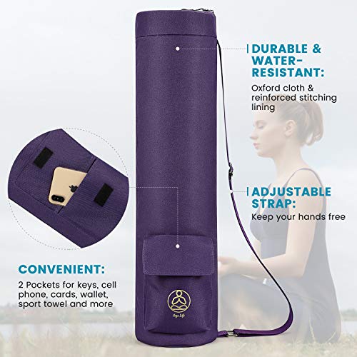Yoga Mat Bag - Full-Zip Carrier with Wet Pocket - Purple