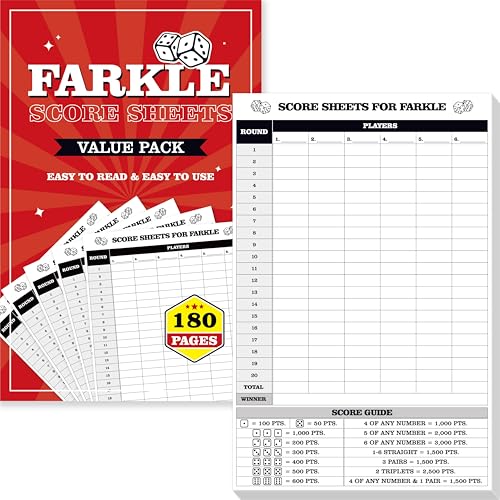 Farkle Score Pad - 90 Sheets for Easy Score Tracking