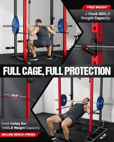 C1-V4 Power Cage - 2000LBS Squat Rack with LAT Pulldown