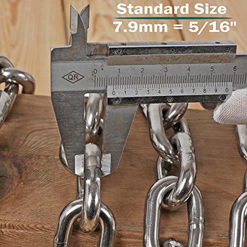 6FT Marine Grade 316 Stainless Steel Boat Anchor Chain 5/16" with 2 Shackles - Silver
