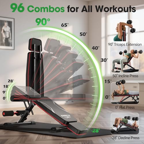 Adjustable Weight Bench for Home Gym - 750LBS Capacity, Black
