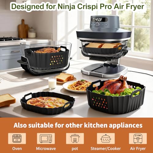 HOMELYLIFE Silicone Air Fryer Liners for Ninja Crispi Pro AS101CY 6QT & 2.5QT Set