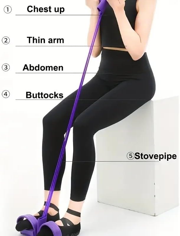 Skiennix Fitness Resistance Bands - 4 Tube Pedal Ankle Puller for Strength Training | Home Gym Equipment