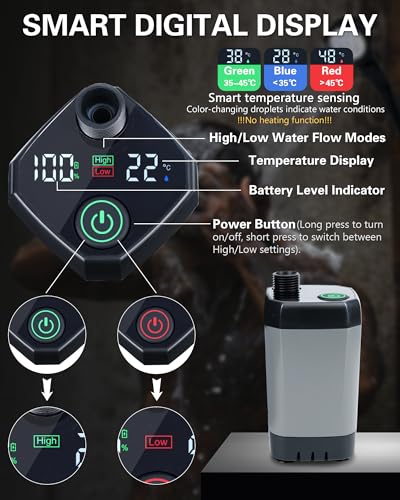 Beviliu 6000mAh Portable Camping Shower with Dual Display – Rechargeable Outdoor Shower