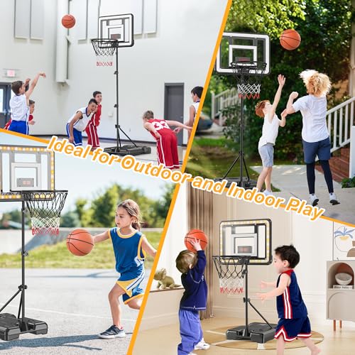 Flybakiz Kids Indoor Basketball Hoop with Scoreboard & Timer Stand – Adjustable Height