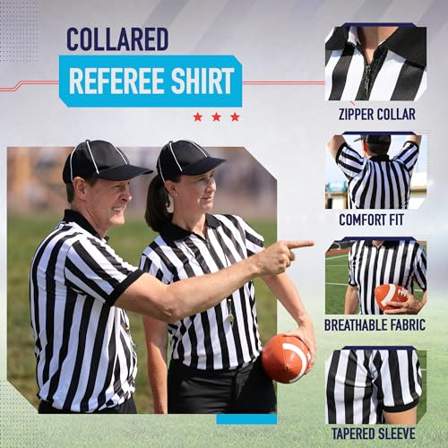 Men's Referee Shirt - Short Sleeve, Collared, X-Large - Black & White