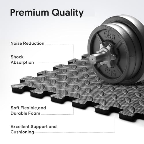 Interlocking Foam Exercise Mat - 16 Pack, 64 sqft, Black