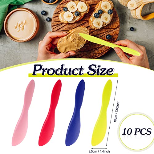 10-Pack Plastic Butter Spreader Knives - Red, Green, Blue, Pink