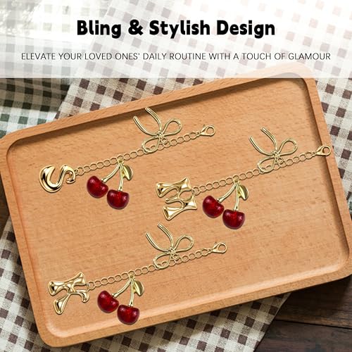 Gold Letter Charm with Bow and Cherry - Red Cherries S for Tumblers