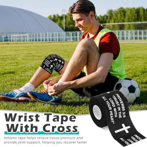Athletic Sports Tape - Cotton Wrist & Ankle Wrap - Proverbs 3:5 Black