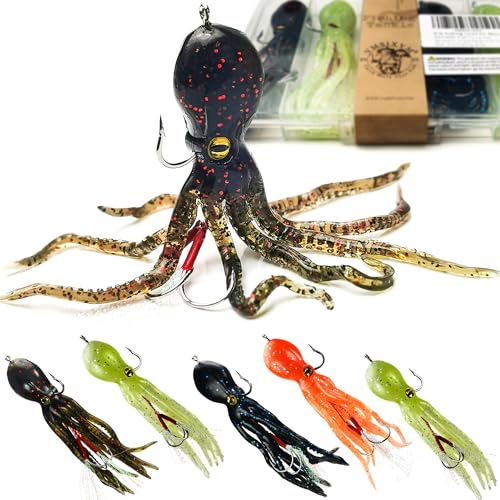 VMSIXVM 5pcs Saltwater Octopus Soft Baits with Luminous Swimbaits - C1-5pcs