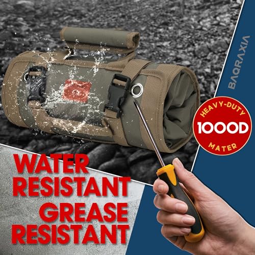 Tool Bag Gifts for Husband Him, Roll Up Small Tools Box Storage, Tool Gifts for Men Dad Boyfriend Grandpa, Presents for Birthday, Heavy Duty Tool Organizer with 2 Pouch