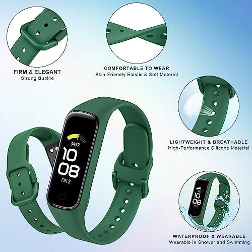 Silicone Sport Straps for Samsung Galaxy Fit 2 - 3 Pack Black, Dark Grey, Dark Green